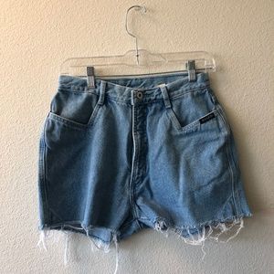 Light wash high waist denim shorts